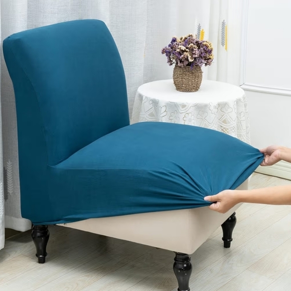Other - Stretch Armless Chair Cover in Peacock Blue
